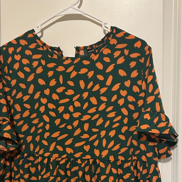 SHEIN Green and Orange Midi Dress - Picture 3 of 4
